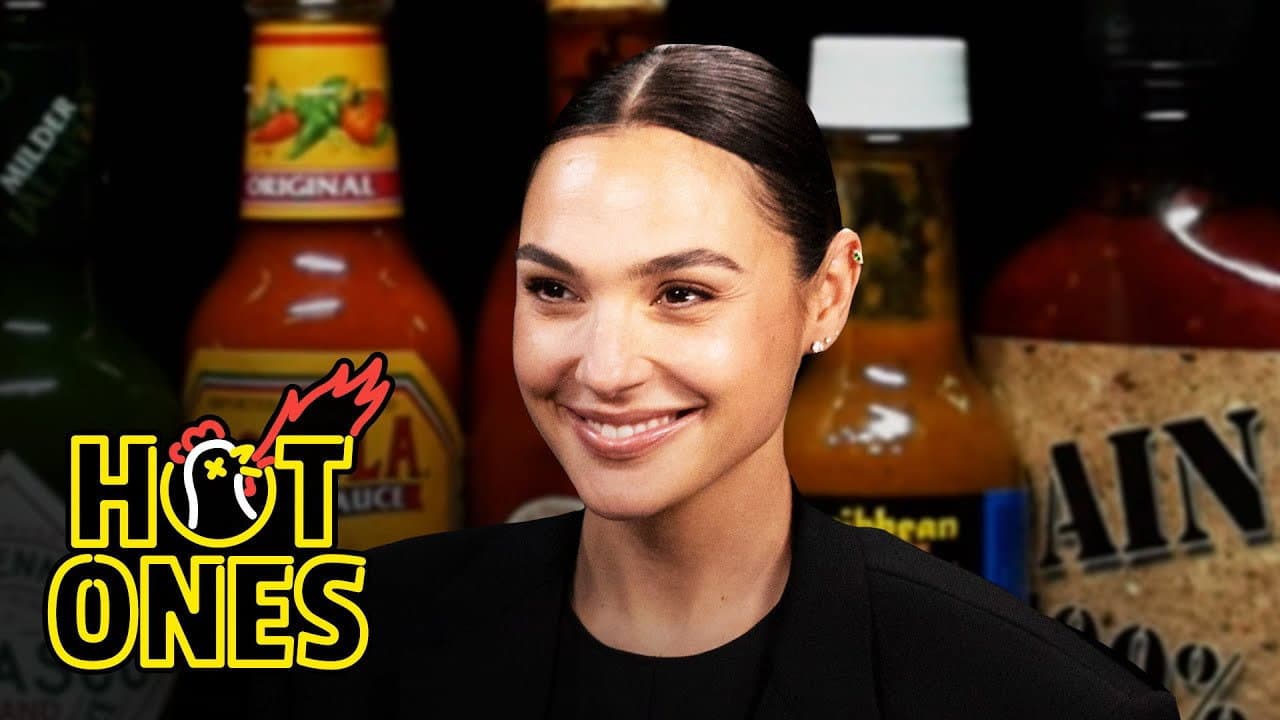 Gal Gadot Does a Spit Take While Eating Spicy Wings still
