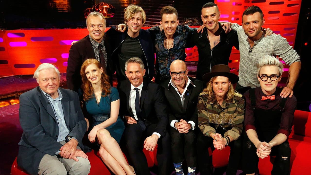 Sir David Attenborough, Gary Lineker, Jessica Chastain, Harry Hill, McBusted still