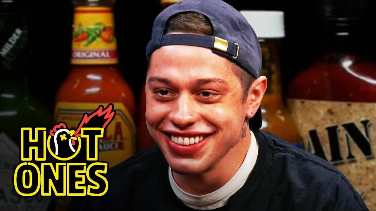 Pete Davidson Drips with Sweat While Eating Spicy Wings still