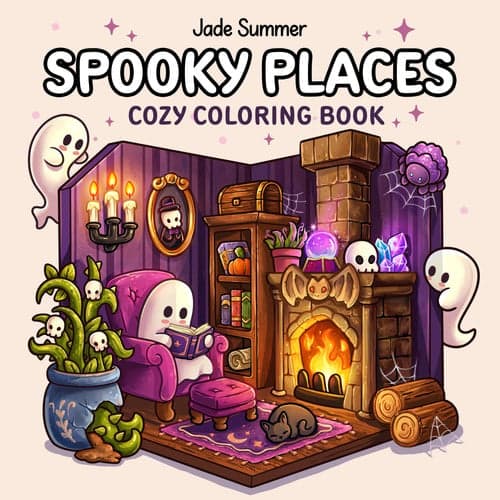 Spooky Places: Cozy Coloring Book for Adults and Teens with Cute and Creepy Hygge Scenes for Relaxation