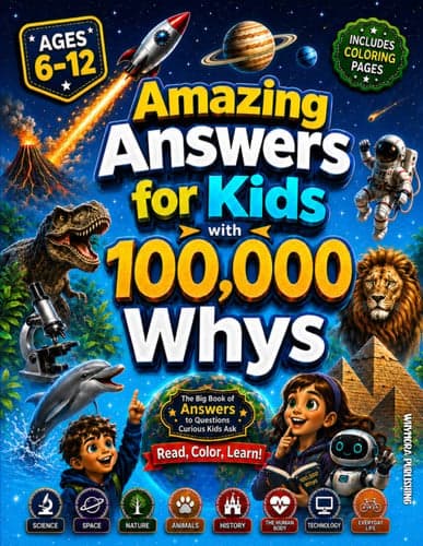 Amazing Answers for Kids With 100,000 Whys: The Big Book of Answers to Questions Curious Kids Ask About Science, Space, Nature, Animals, History, The Human Body, Technology & AI, and Everyday Life cover