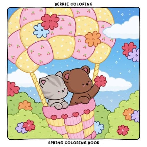 Berrie Coloring Spring: Cute and Cozy Coloring Book for Adults & Kids Featuring Easy to Color Animal Illustrations and Adorable Scenes artwork