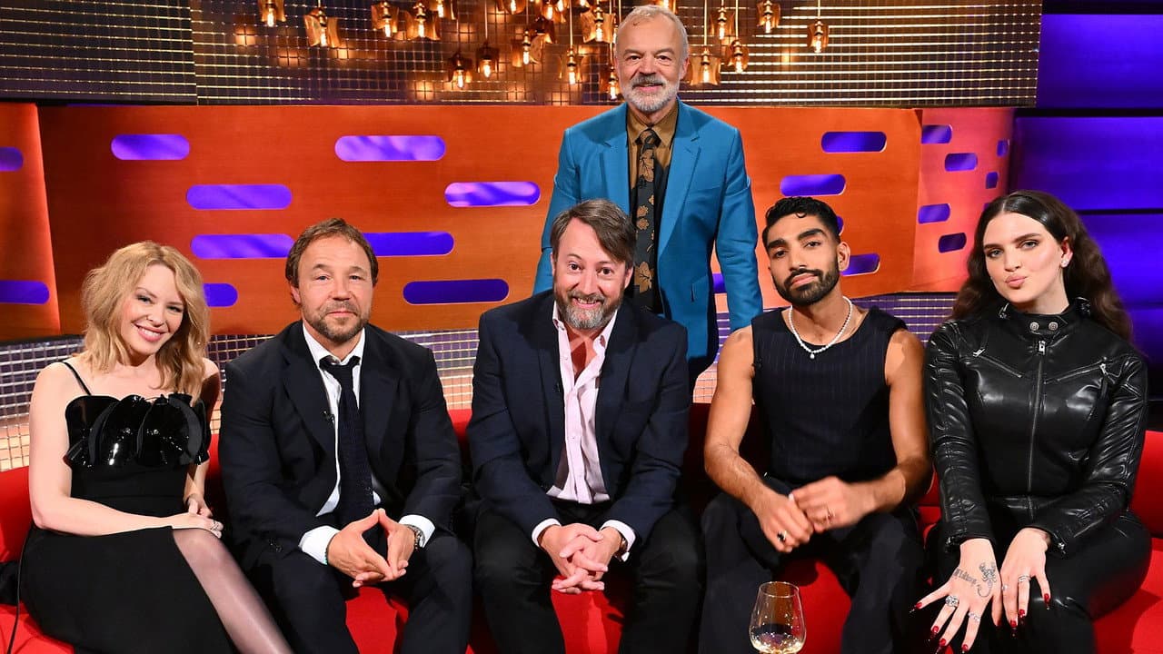 Kylie Minogue, Stephen Graham, David Mitchell, Mawaan Rizwan and Mae Muller still