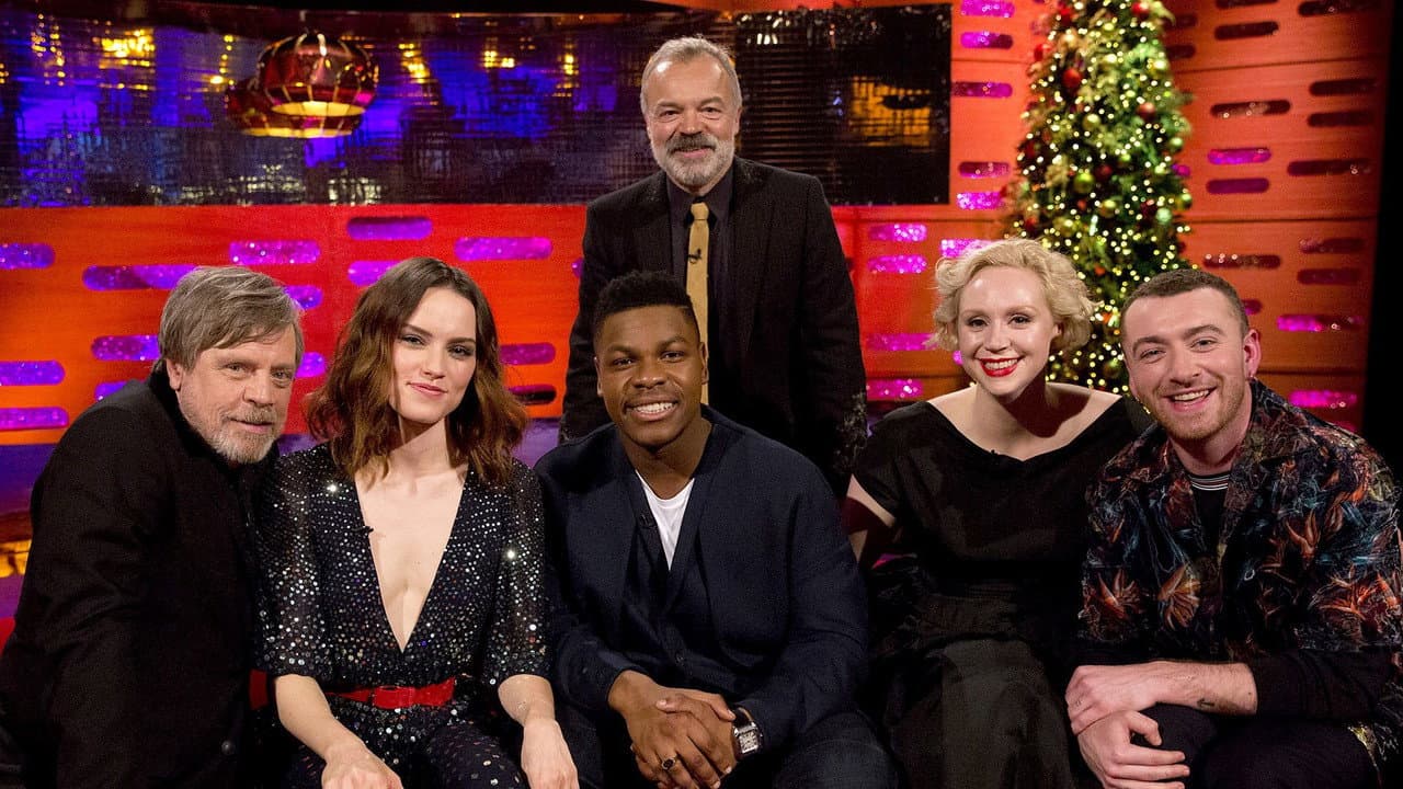 Daisy Ridley, John Boyega, Gwendoline Christie, Mark Hamill, Sam Smith still