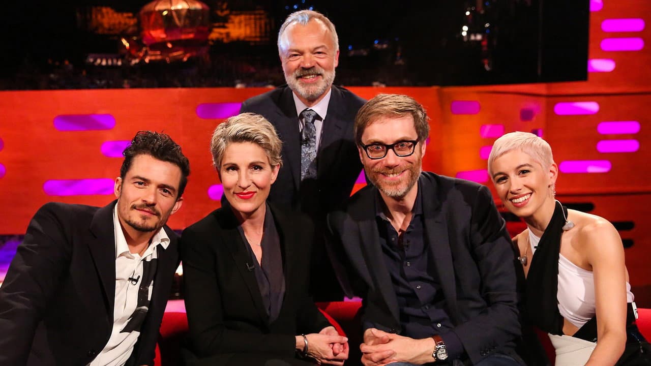 Orlando Bloom, Stephen Merchant, Tamsin Greig, SuRie still