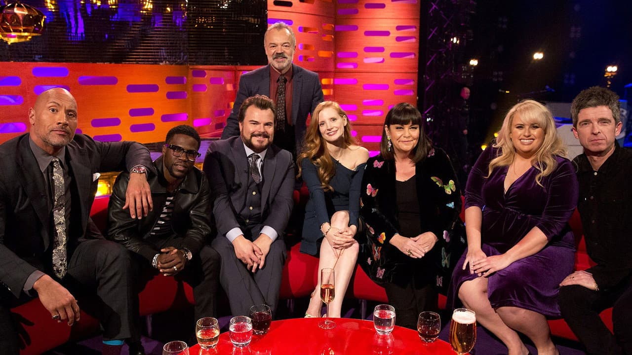 Jessica Chastain, Dawn French, Rebel Wilson, Dwayne Johnson, Kevin Hart, Jack Black, Noel Gallagher still